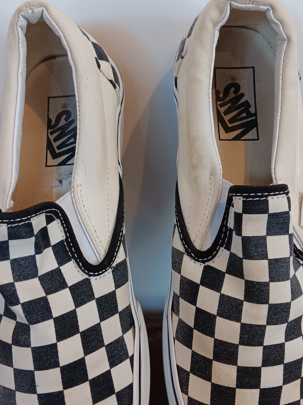 Vans Classic Slip-On Checkerboard Canvas - Black & White   Sz 8.5